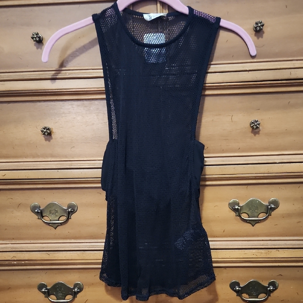 Free People Black Mesh Tank Top